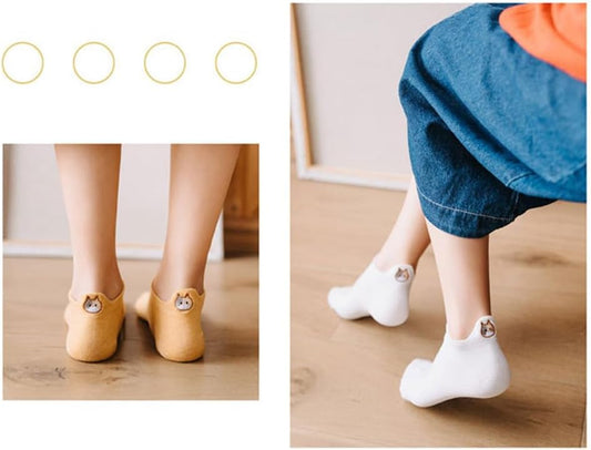 5 Paires Chaussettes en Coton pour Femme Motif Coeur Drôle Fantaisie Chaussette Basses Courtes Socquettes Chaussettes de Sport pour Femme Fille