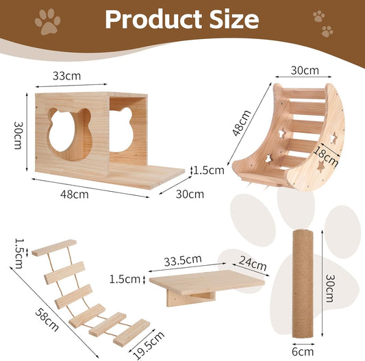 Opetdo Étagère Murale pour Chat - Ensemble de Meubles et Perchoirs d'Escalade avec Fixation Murale pour Intérieur