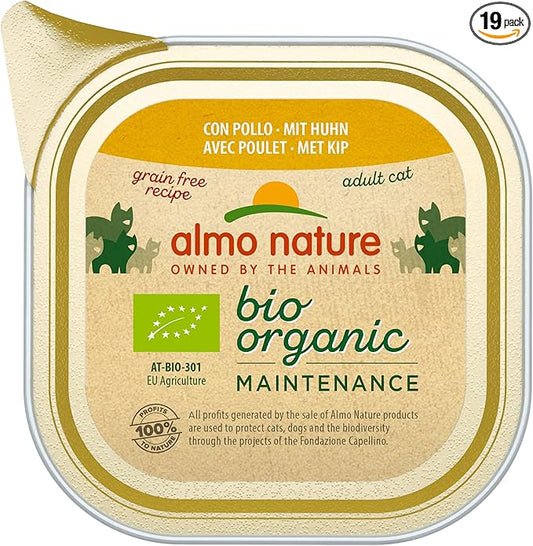 Almo Nature - Bio Organic avec Poulet- Nourriture Humide pour Chat Adulte: 19 barquettes de 85g